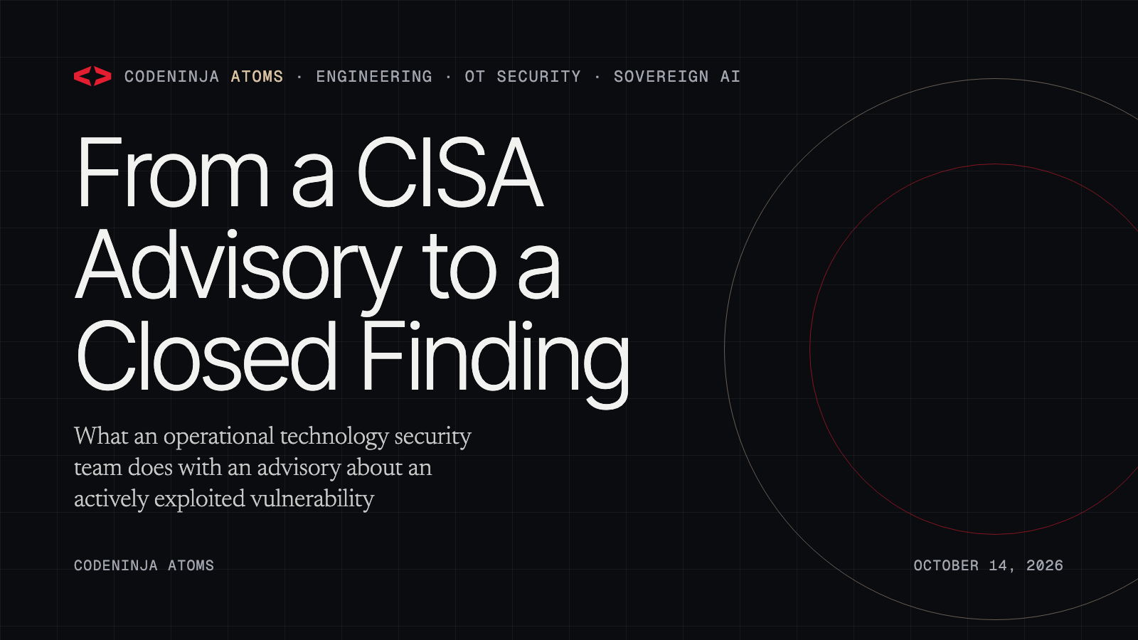 From a CISA Advisory to a Closed Finding